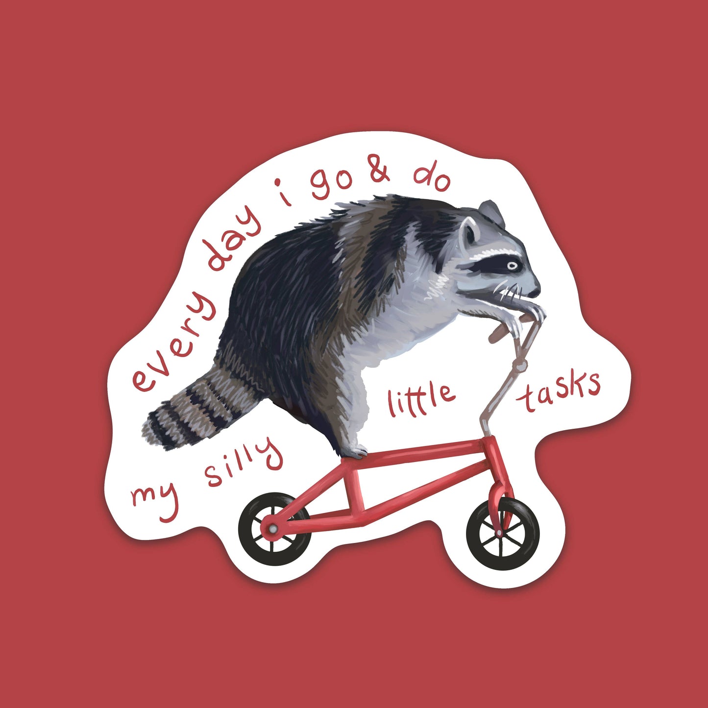 Raccoon on Bike Sticker
