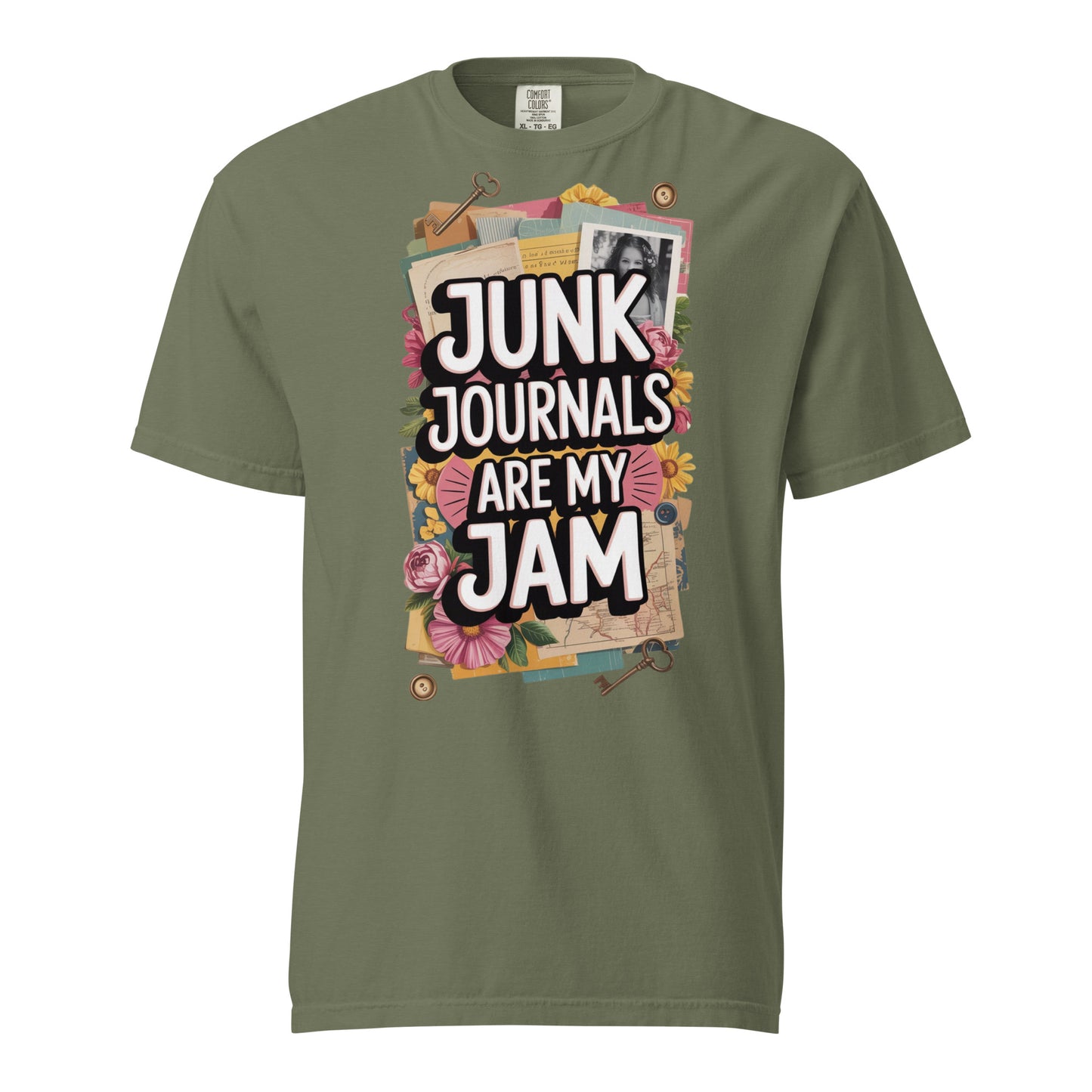 Junk Journals are my Jam t-shirt in moss.