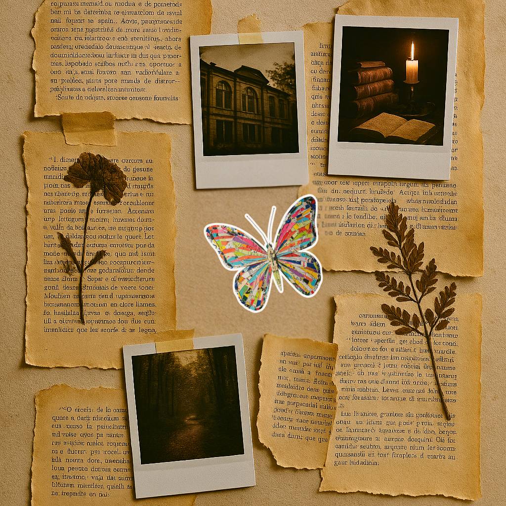 Paper Collage Butterfly Sticker