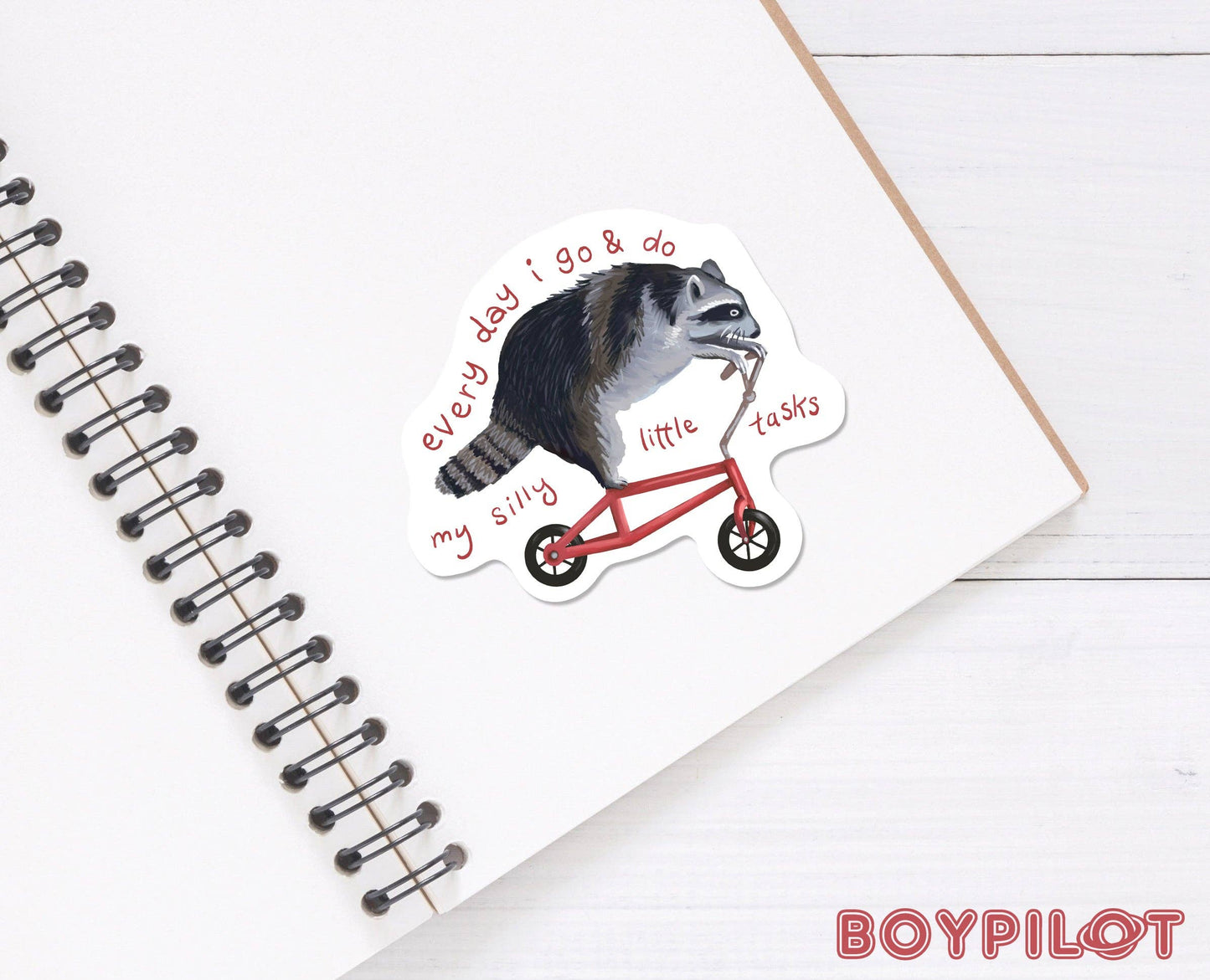 Raccoon on Bike Sticker