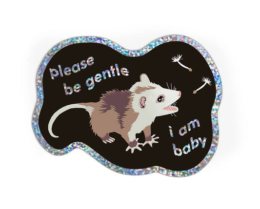 Baby Possum Glitter Sticker