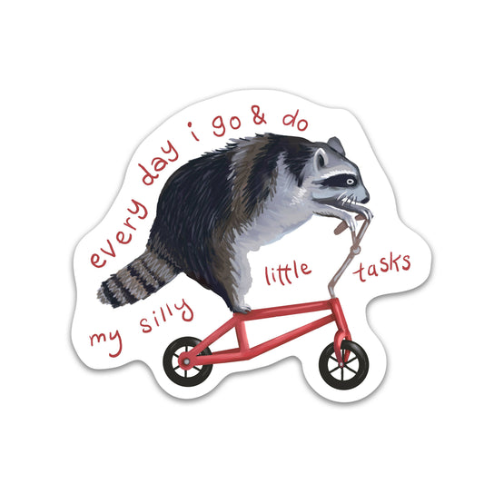 Raccoon on Bike Sticker