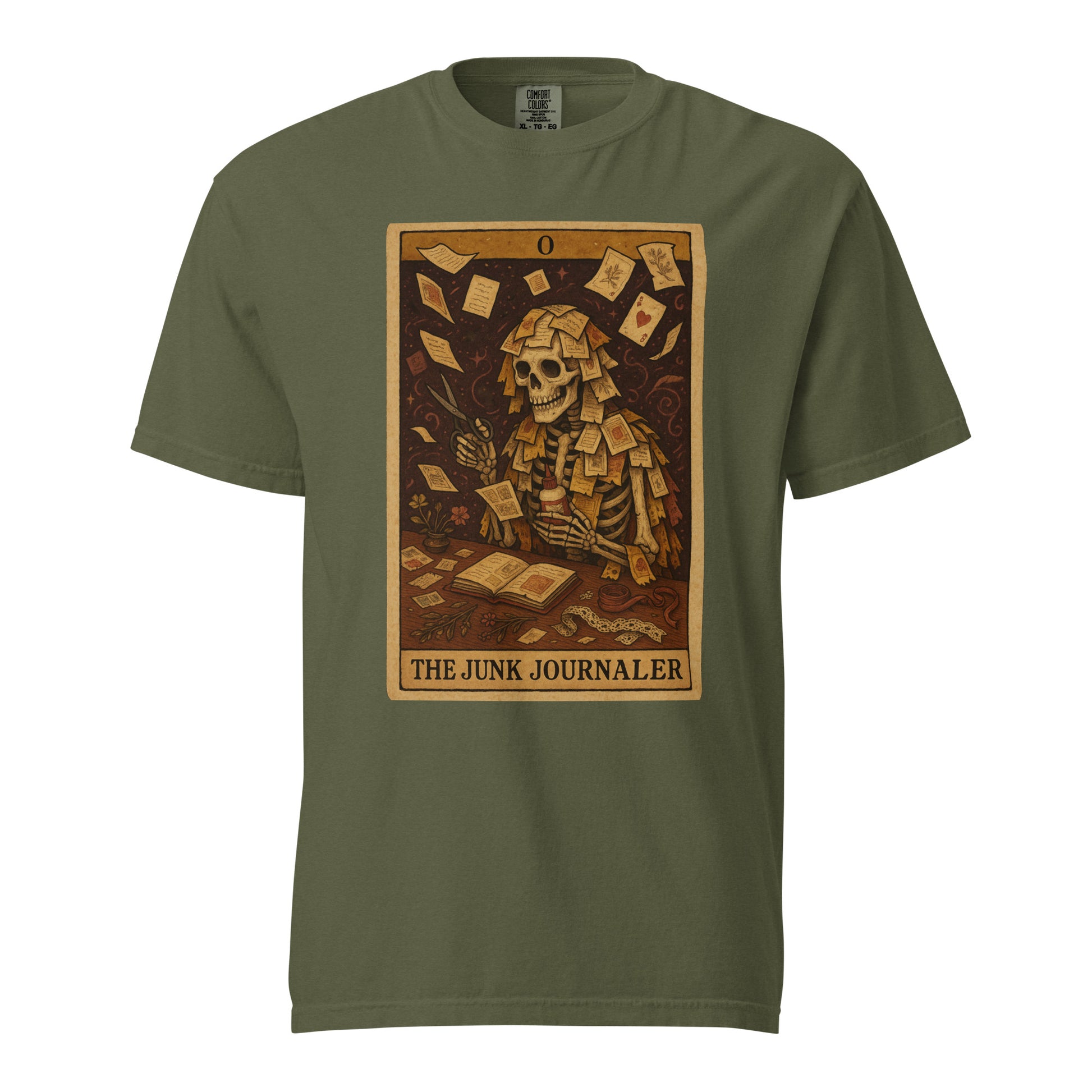 Junk Journaler Tarot Card T-shirt in Hemp. 